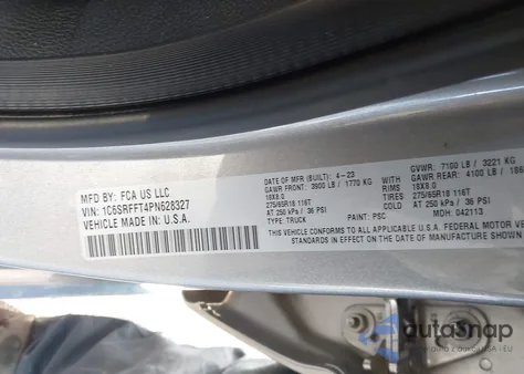 2023 Ram 1500 Big Horn/Lone Star z USA, uszkodzony, nr VIN 1C6SRFFT4PN628327